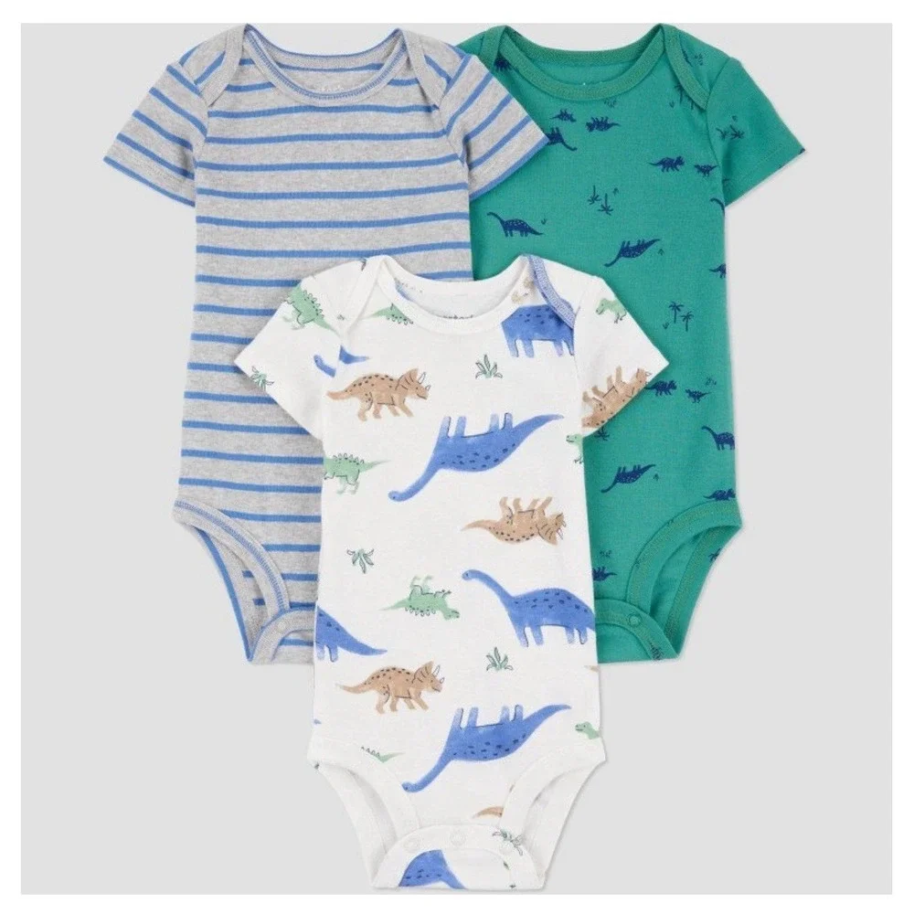 Carter's Boys Newborn 3-pack Bodysuit - Dinosaurs NWOT